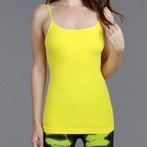 Long Tunic Length Thin Strap Tank in Yellow One Size